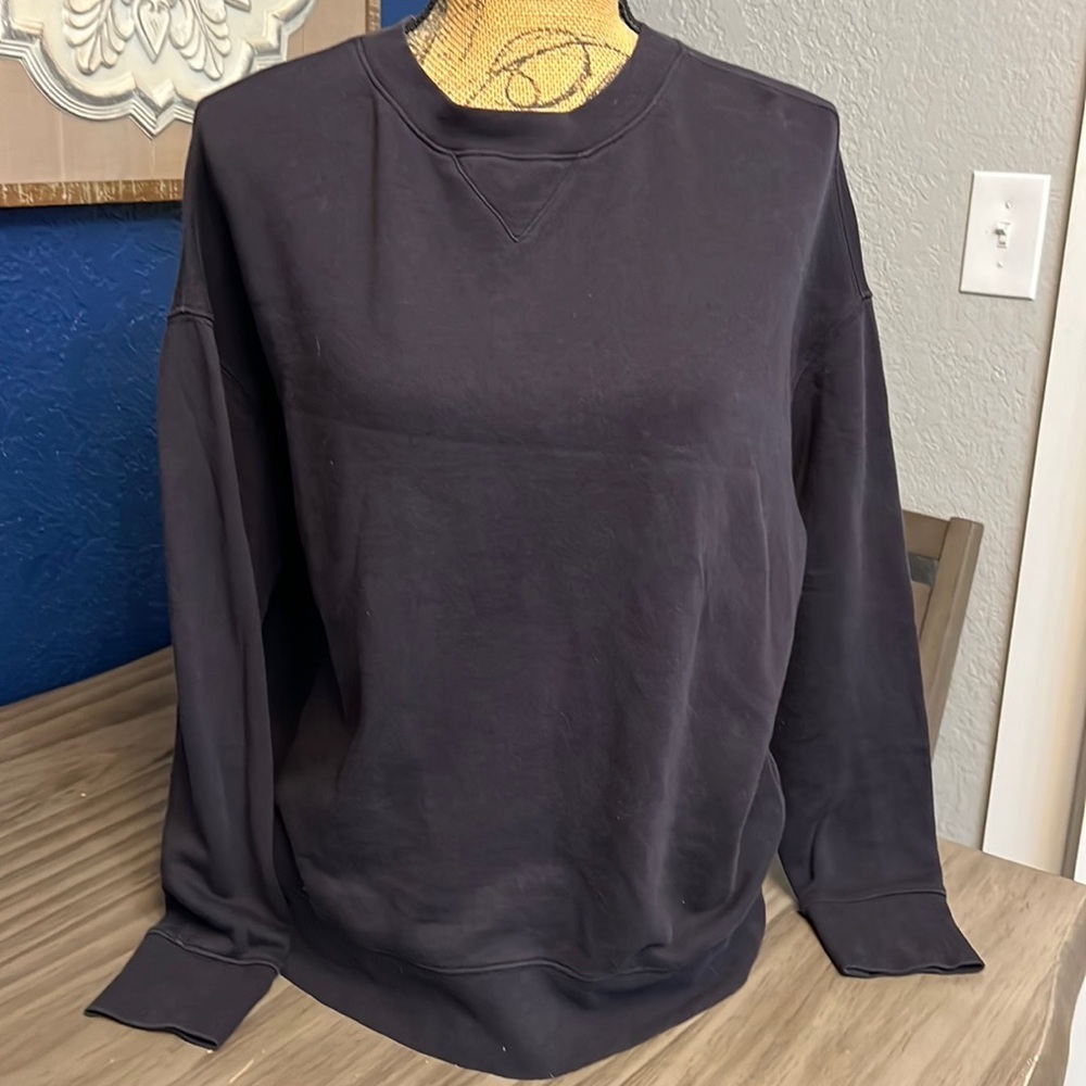 VINCE COTTON BLACK PULLOVER CREWNECK OVERSIZED SWEATER  SMALL